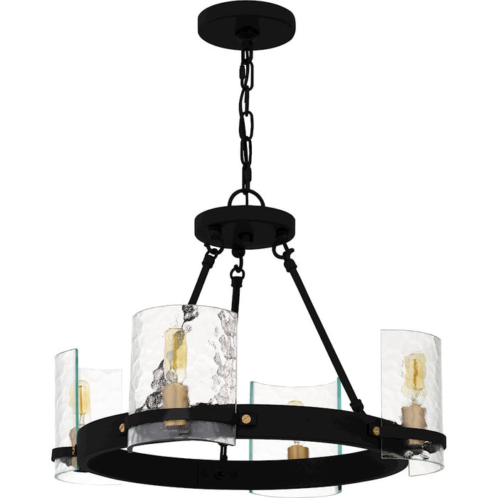 Quoizel Gloucester 4Lt Chandelier, Black/Clear Hammered