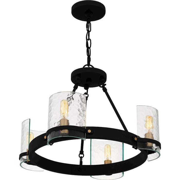 Quoizel Gloucester 4Lt Chandelier, Black/Clear Hammered