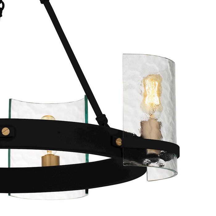 Quoizel Gloucester 4Lt Chandelier, Black/Clear Hammered