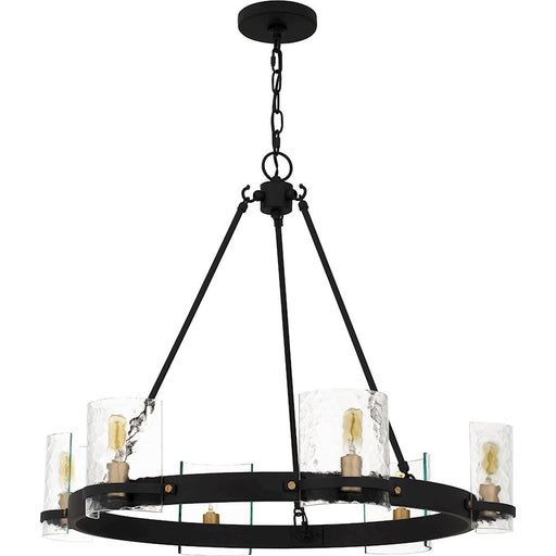 Quoizel Gloucester 6Lt Chandelier, Black/Clear Hammered