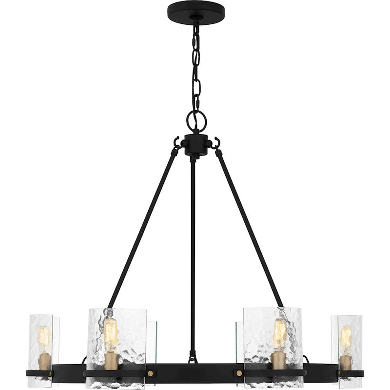 Quoizel Gloucester 6Lt Chandelier, Black/Clear Hammered