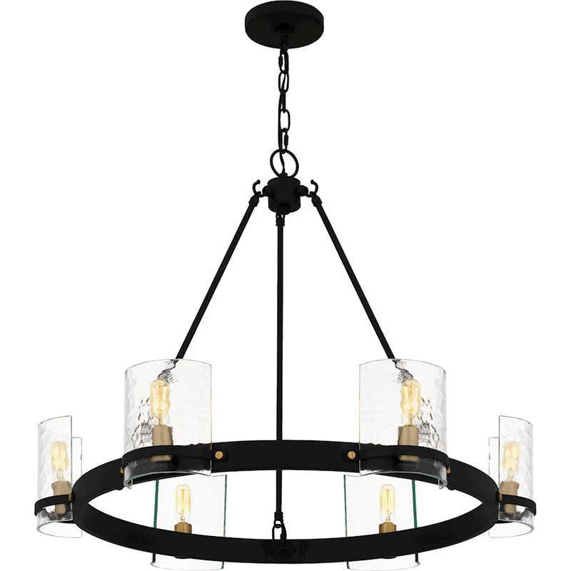 Quoizel Gloucester 6Lt Chandelier, Black/Clear Hammered