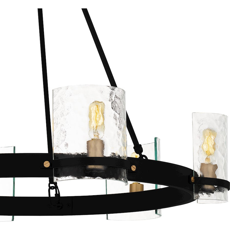 Quoizel Gloucester 6Lt Chandelier, Black/Clear Hammered