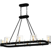 Quoizel Gloucester 8Lt Island Light, Black/Clear Hammered - GLC842MBK