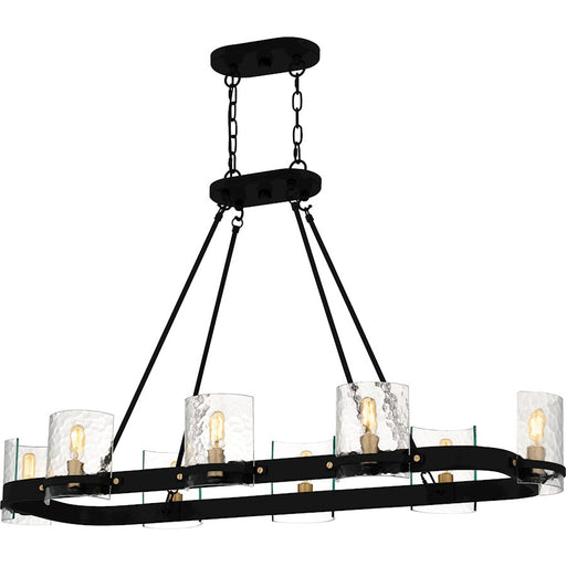 Quoizel Gloucester 8Lt Island Light, Black/Clear Hammered - GLC842MBK