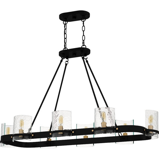 Quoizel Gloucester 8Lt Island Light, Black/Clear Hammered
