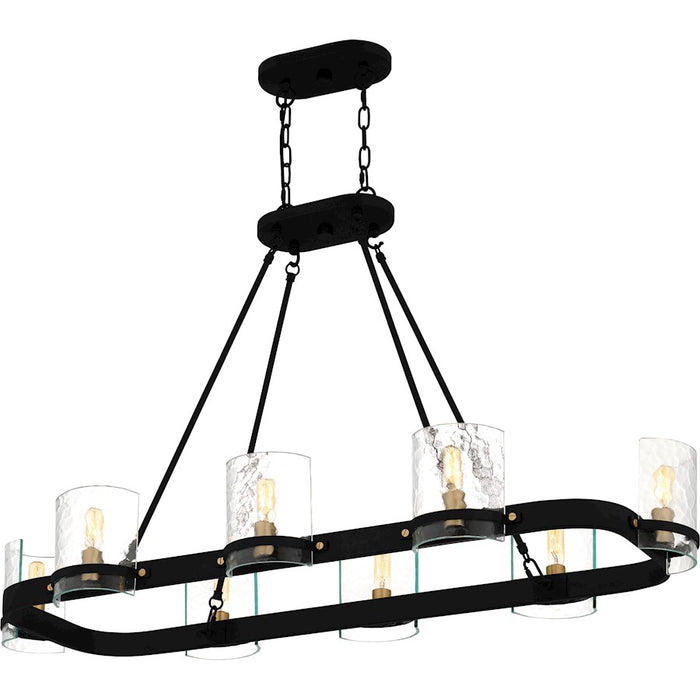 Quoizel Gloucester 8Lt Island Light, Black/Clear Hammered