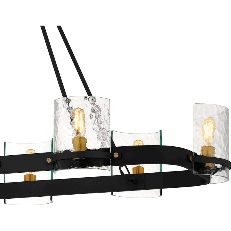 Quoizel Gloucester 8Lt Island Light, Black/Clear Hammered