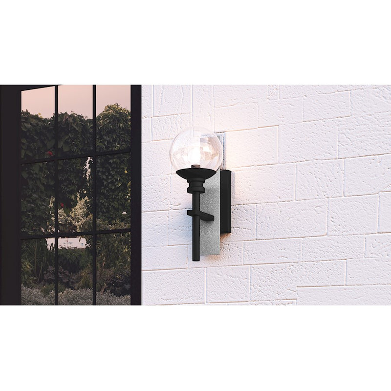 Quoizel Gladstone 1 Light 15" Outdoor Lantern, Earth Black/Clear
