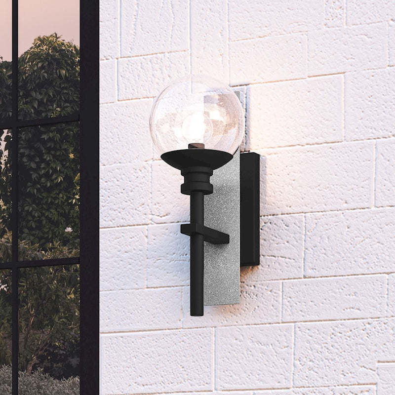 Quoizel Gladstone 1 Light 15" Outdoor Lantern, Earth Black/Clear