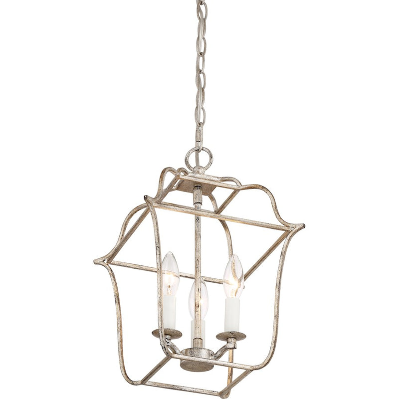 Quoizel Gallery 3 Light Chandelier, Century Silver Leaf