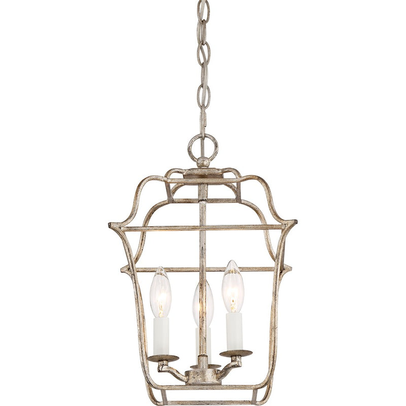 Quoizel Gallery 3 Light Chandelier, Century Silver Leaf