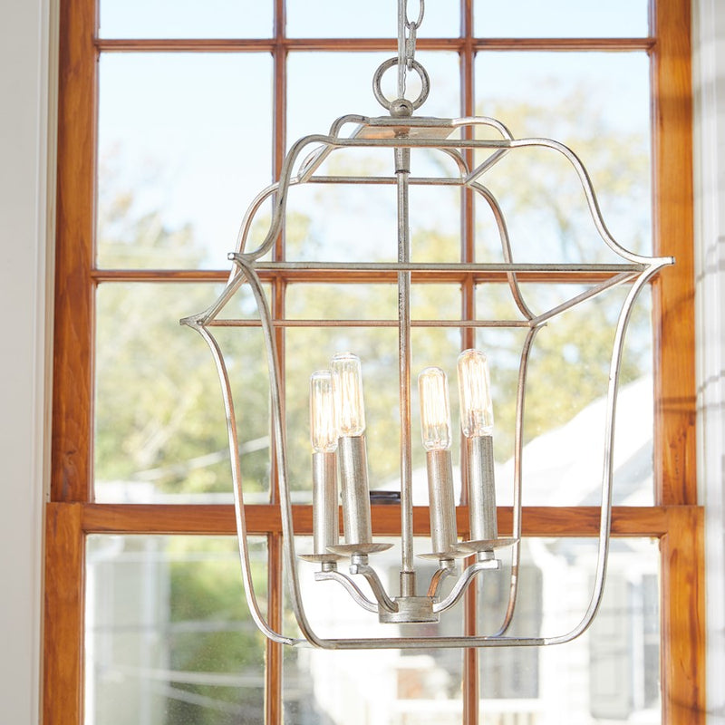 Quoizel Gallery 4 Light Chandelier, Century Silver Leaf