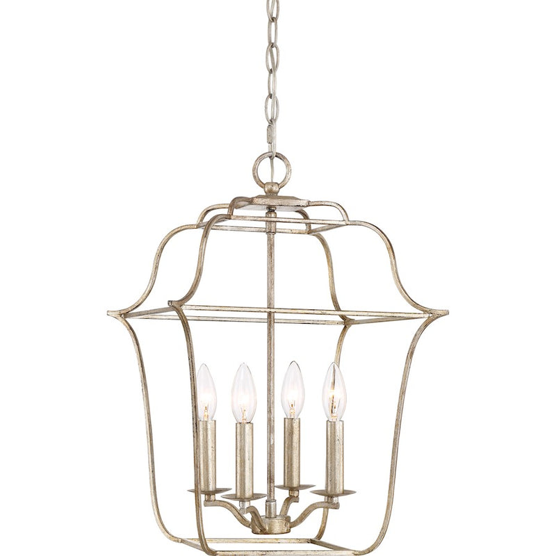 Quoizel Gallery 4 Light Chandelier, Century Silver Leaf