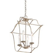 Quoizel Gallery 4 Light Chandelier, Century Silver Leaf