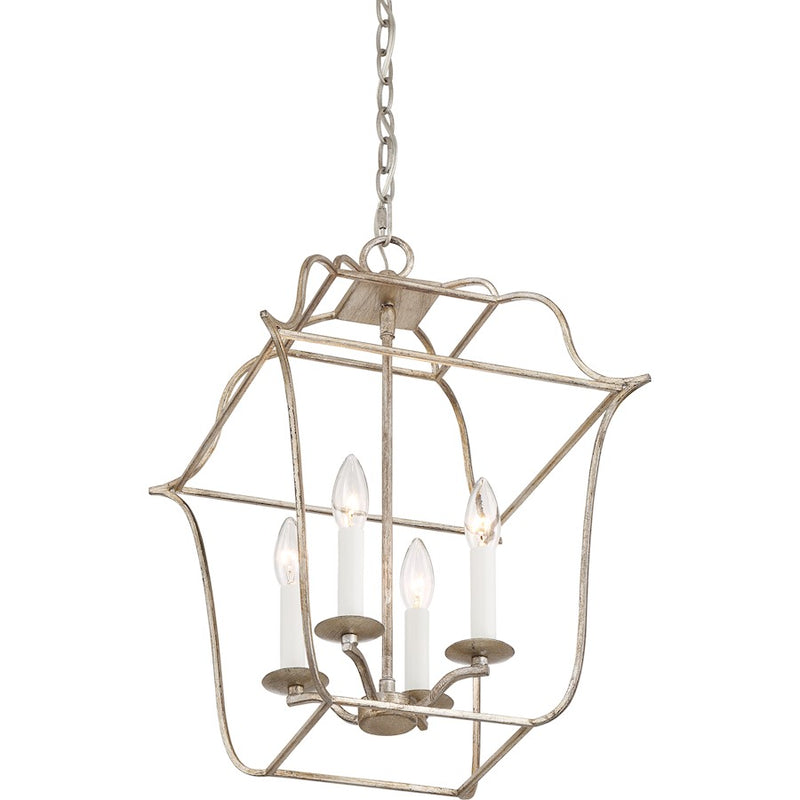 Quoizel Gallery 4 Light Chandelier, Century Silver Leaf