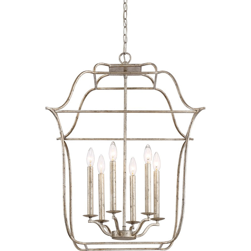 Quoizel Gallery 6 Light Chandelier, Century Silver Leaf