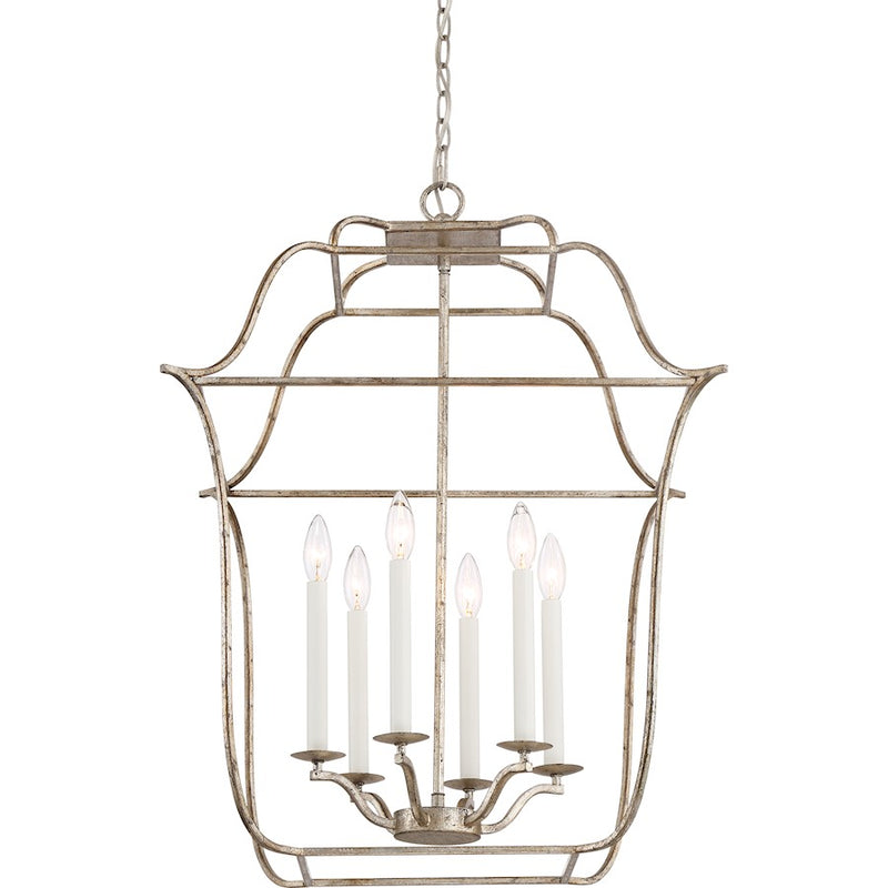 Quoizel Gallery 6 Light Chandelier, Century Silver Leaf