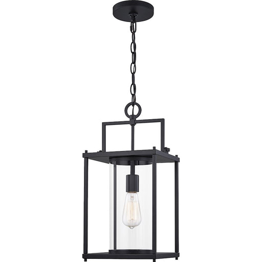 Quoizel Garrett 1 Light Outdoor Hanging, Matte Black/Clear