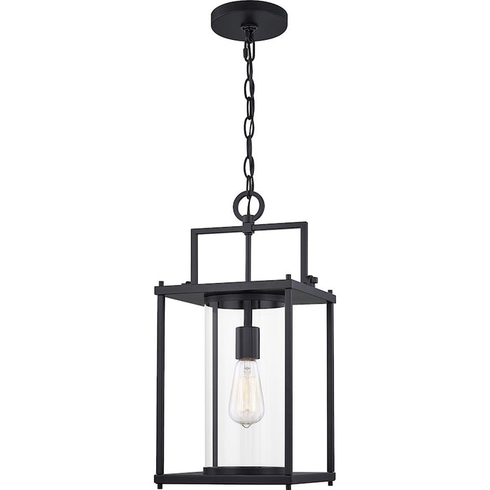 Quoizel Garrett 1 Light Outdoor Hanging, Matte Black/Clear