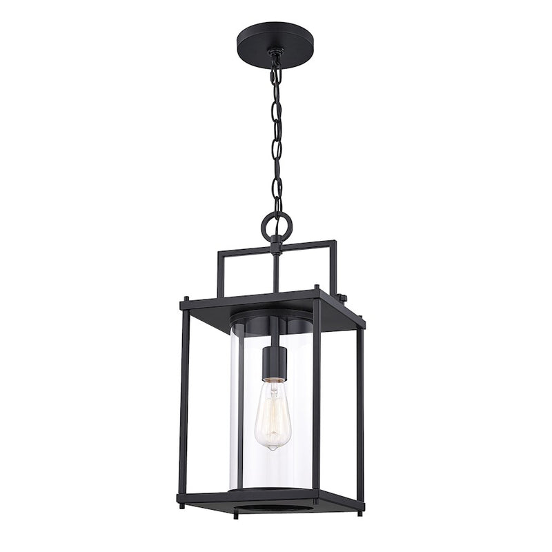 Quoizel Garrett 1 Light Outdoor Hanging, Matte Black/Clear
