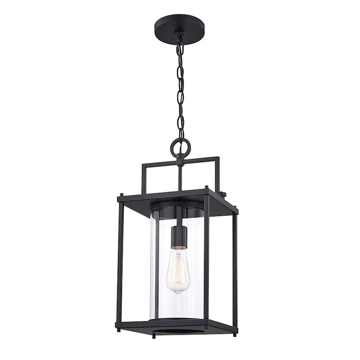 Quoizel Garrett 1 Light Outdoor Hanging, Matte Black/Clear