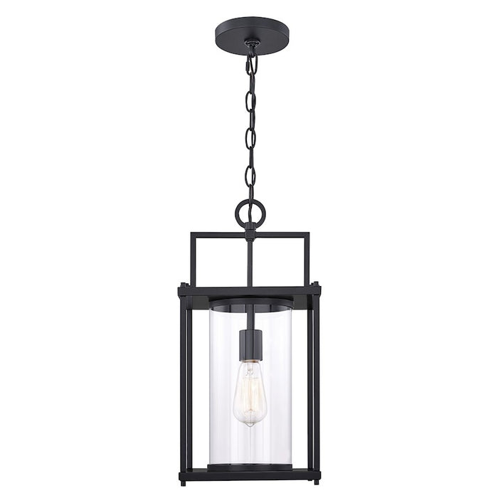 Quoizel Garrett 1 Light Outdoor Hanging, Matte Black/Clear
