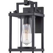 Quoizel Garrett 6.5" 1 Light Outdoor Wall Lantern, Black/Clear