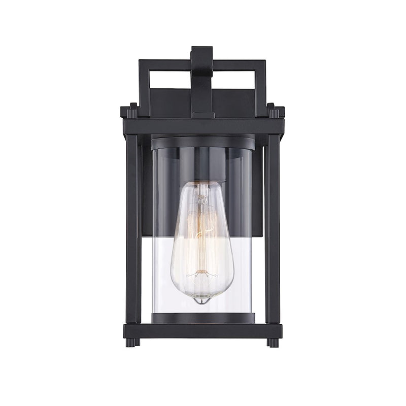 Quoizel Garrett 6.5" 1 Light Outdoor Wall Lantern, Black/Clear
