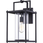 Quoizel Garrett 10" 1 Light Wall LanternOutdoor, Matte Black/Clear