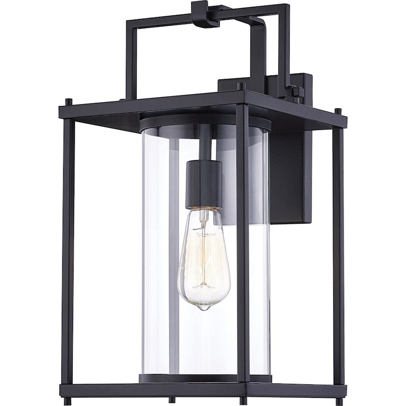 Quoizel Garrett 10" 1 Light Wall LanternOutdoor, Matte Black/Clear