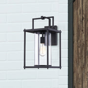 Quoizel Garrett 10" 1 Light Wall LanternOutdoor, Matte Black/Clear