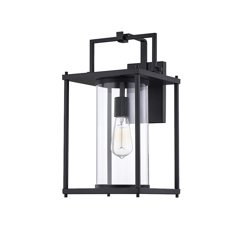 Quoizel Garrett 10" 1 Light Wall LanternOutdoor, Matte Black/Clear
