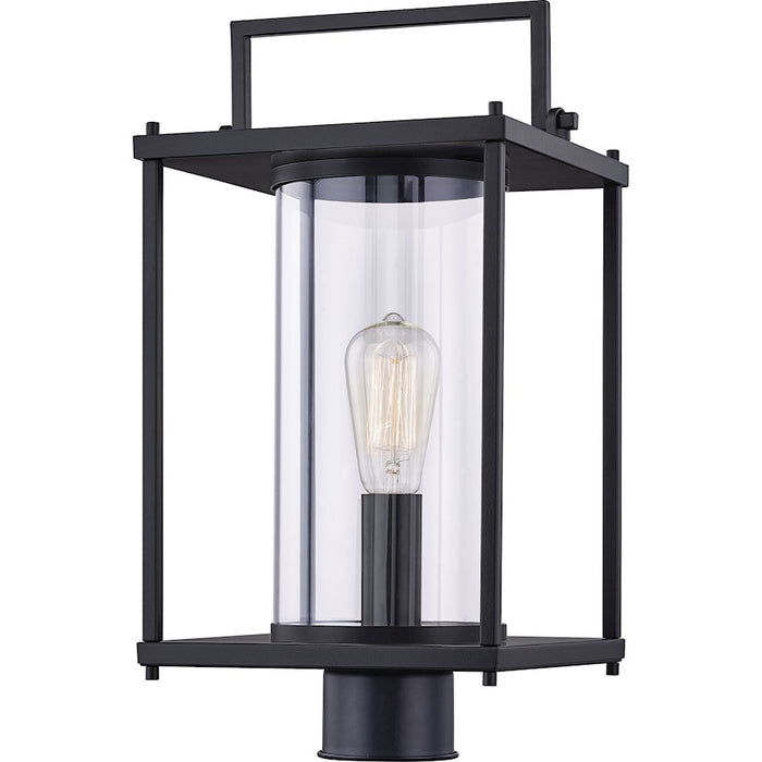 Quoizel Garrett 1 Light Outdoor Post, Matte Black/Clear Glass