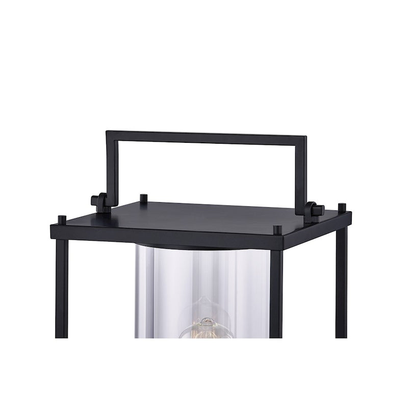 Quoizel Garrett 1 Light Outdoor Post, Matte Black/Clear Glass