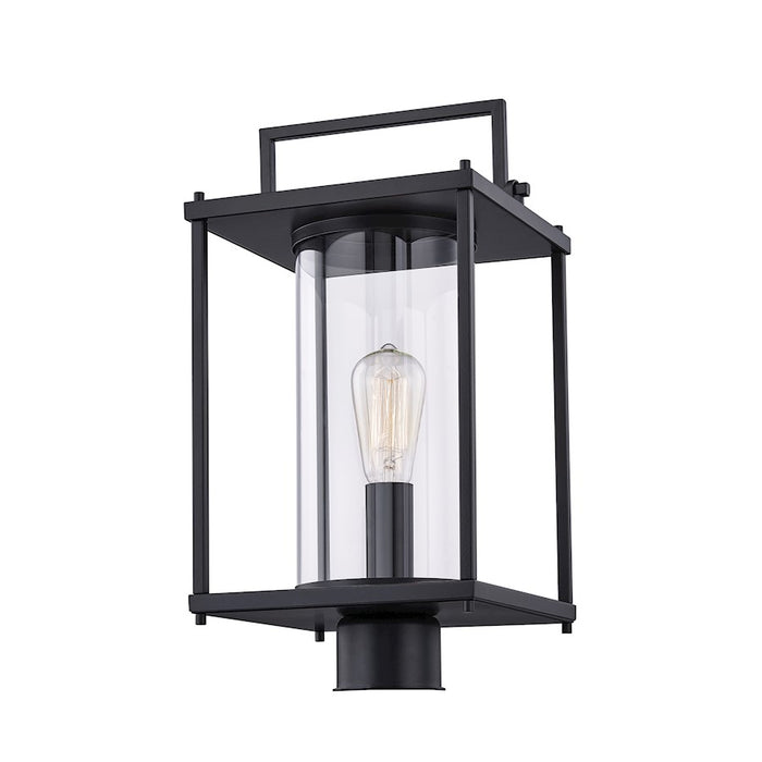 Quoizel Garrett 1 Light Outdoor Post, Matte Black/Clear Glass