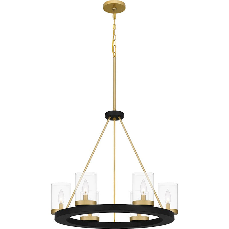 Quoizel Greeley 6 Light Chandelier, Matte Black/Clear
