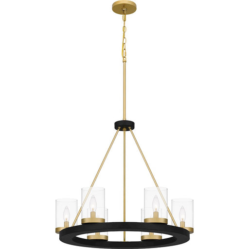 Quoizel Greeley 6 Light Chandelier, Matte Black/Clear