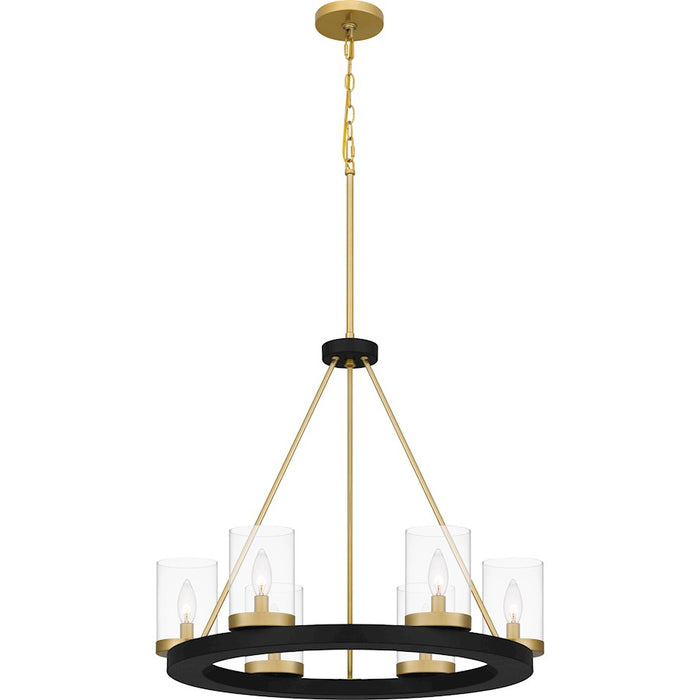 Quoizel Greeley 6 Light Chandelier, Matte Black/Clear