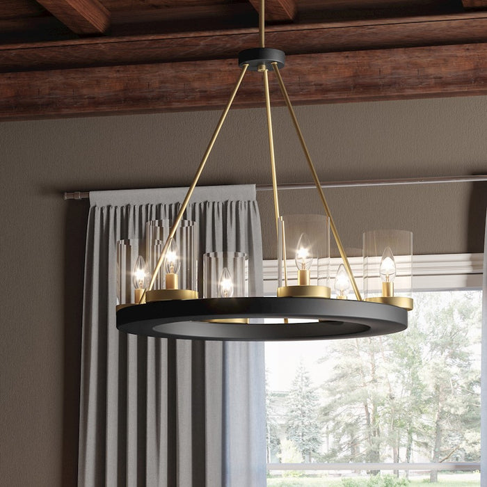 Quoizel Greeley 6 Light Chandelier, Matte Black/Clear