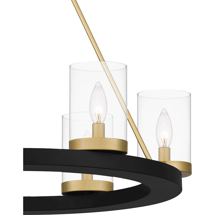 Quoizel Greeley 6 Light Chandelier, Matte Black/Clear