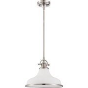 Quoizel Grant 13.5in 1-Light Pendant | Classic Brushed Nickel and Opal Etched Glass | Kitchen Island & Dining Room | Model GRT2814BN