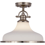 Quoizel Grant 13.5in 1-Light Pendant | Classic Brushed Nickel and Opal Etched Glass | Kitchen Island & Dining Room | Model GRT2814BN