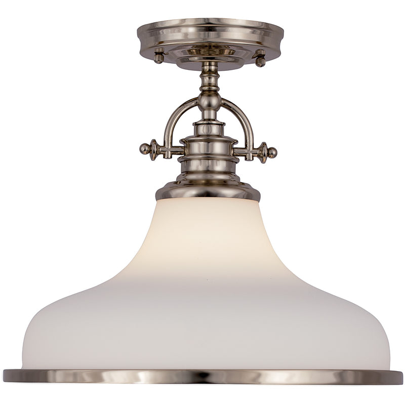 Quoizel Grant 13.5in 1-Light Pendant | Classic Brushed Nickel and Opal Etched Glass | Kitchen Island & Dining Room | Model GRT2814BN
