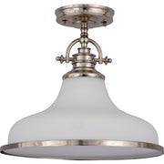 Quoizel Grant 13.5in 1-Light Pendant | Classic Brushed Nickel and Opal Etched Glass | Kitchen Island & Dining Room | Model GRT2814BN