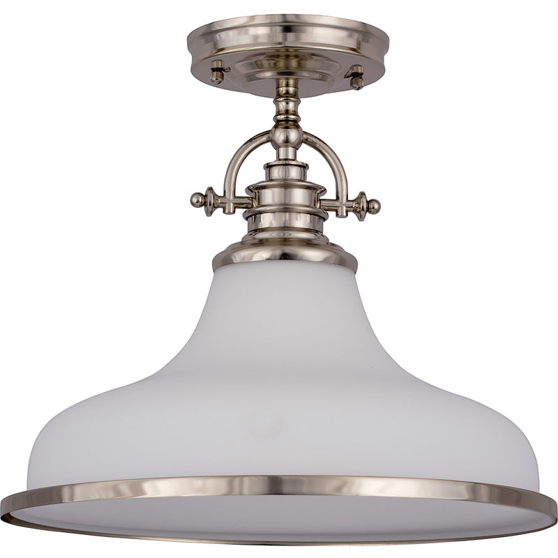 Quoizel Grant 13.5in 1-Light Pendant | Classic Brushed Nickel and Opal Etched Glass | Kitchen Island & Dining Room | Model GRT2814BN