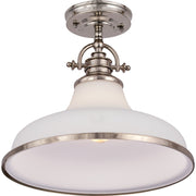 Quoizel Grant 13.5in 1-Light Pendant | Classic Brushed Nickel and Opal Etched Glass | Kitchen Island & Dining Room | Model GRT2814BN