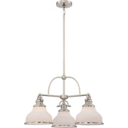 Quoizel Grant 24in 3-Light Chandelier | Classic Brushed Nickel and Opal Etched Glass | Dining Room & Foyer | 24 x 24 x 15.5 in | Model GRT5103BN