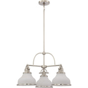 Quoizel Grant 24in 3-Light Chandelier | Classic Brushed Nickel and Opal Etched Glass | Dining Room & Foyer | 24 x 24 x 15.5 in | Model GRT5103BN