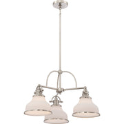 Quoizel Grant 24in 3-Light Chandelier | Classic Brushed Nickel and Opal Etched Glass | Dining Room & Foyer | 24 x 24 x 15.5 in | Model GRT5103BN